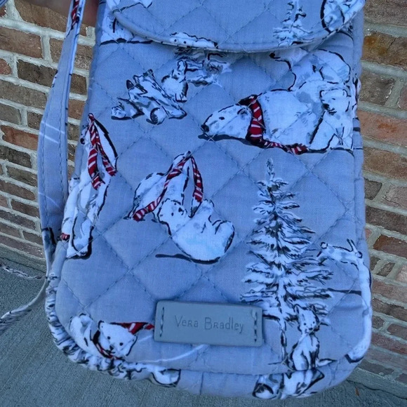 Vera Bradley Set Carson Phone Crossbody Beary Merry bag & Polar Bear Charm - Picture 2 of 4